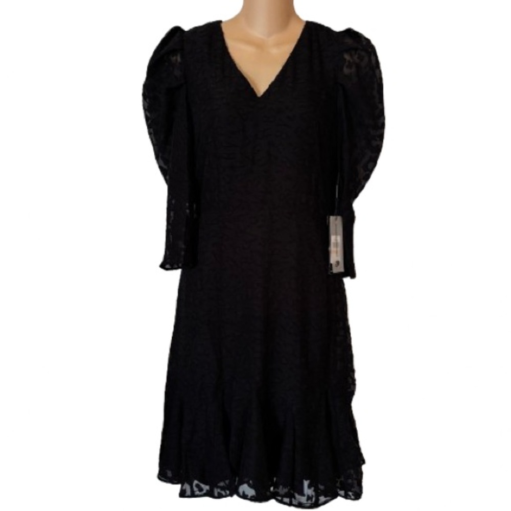 Karl Lagerfeld Paris Women's Black Long Sleeve V-Neck‎ Dress NWT Sz 2